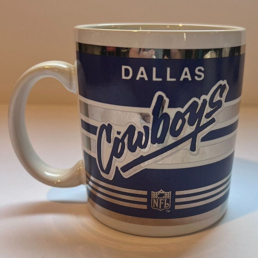 Vintage NFL Dallas Cowboys Coffee Mug - America's Team Ceramic 8 OZ, Blue Silver
